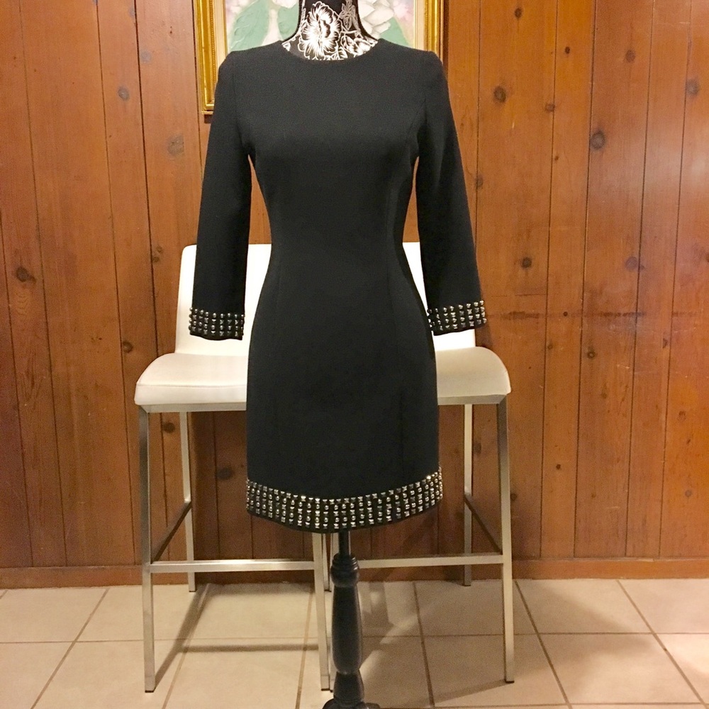 Michael Kors Black Dress, studded hem and sleeves